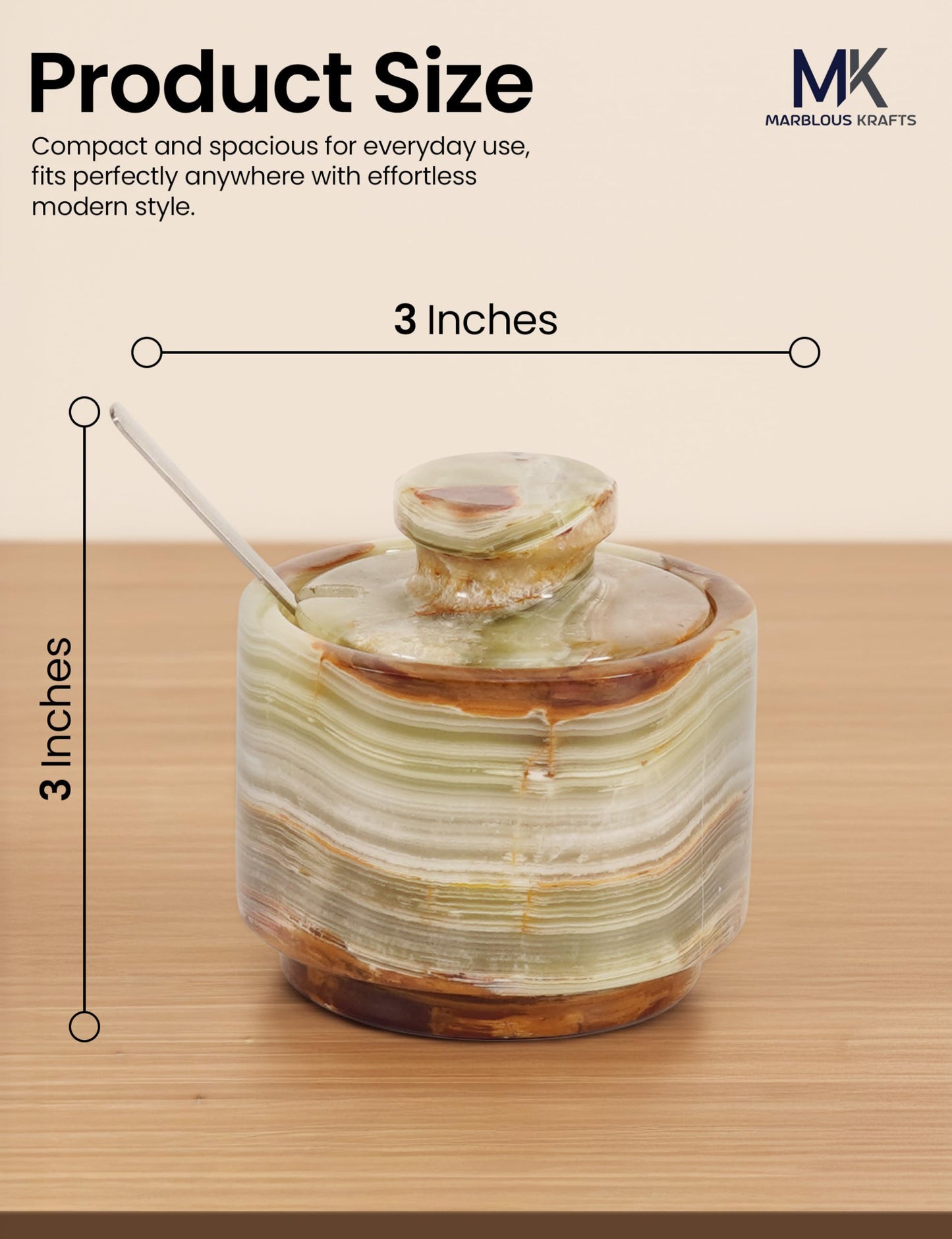 MARBLOUS KRAFTS Marble Salt Cellar with Lid and Spoon 3" Inch Green Stone Salt Dish for Kitchen Countertop Storage, Small Set of 2 Seasoning Containers, Spice Jars, Sugar Bowl