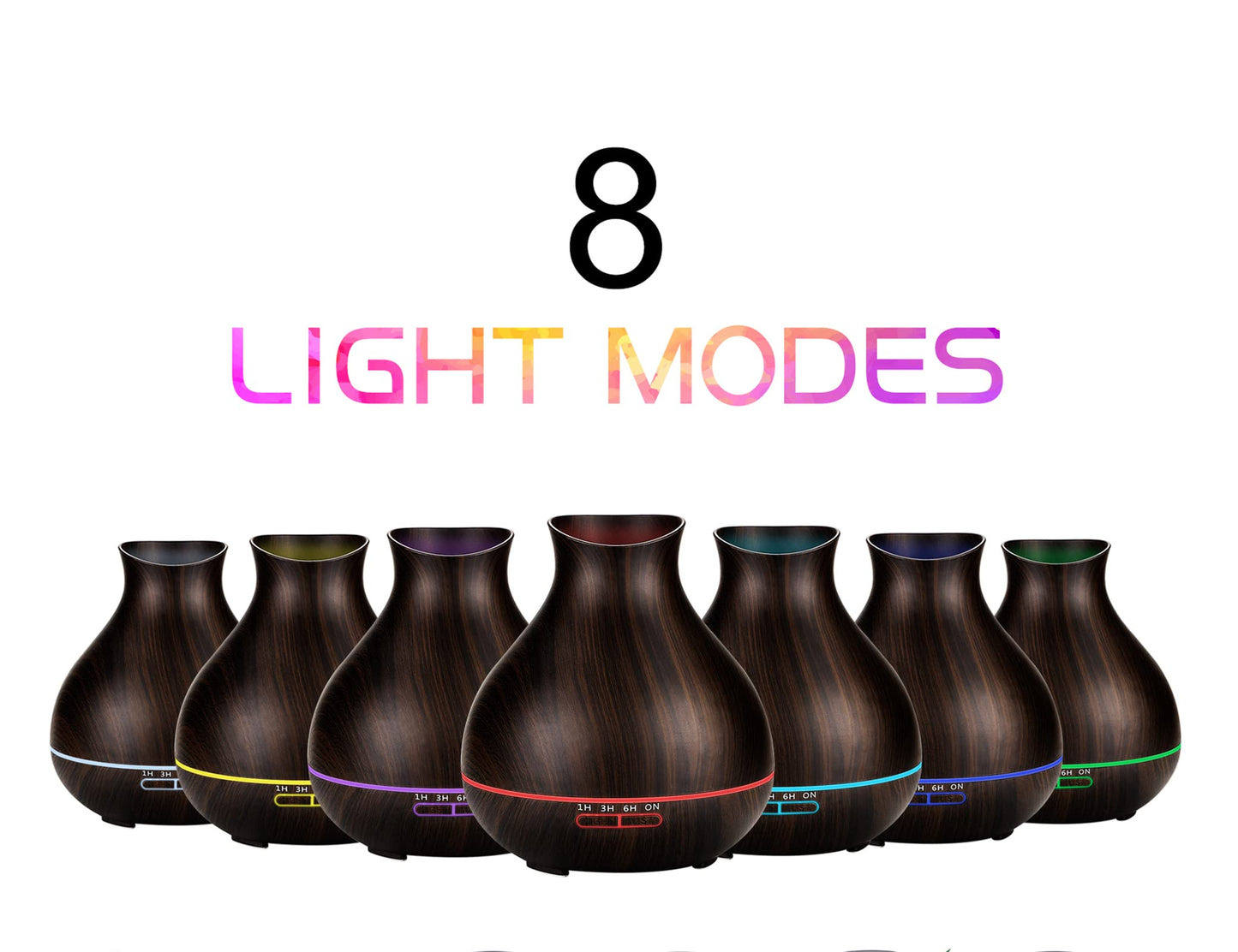 BZseed Aromatherapy Essential Oil Diffuser 550ml 12 Hours Wood Grain Aroma Diffuser with Timer Cool Mist Humidifier for Large Room, Home, Baby Bedroom, Waterless Auto Shut-off,7 Colors Lights Changing