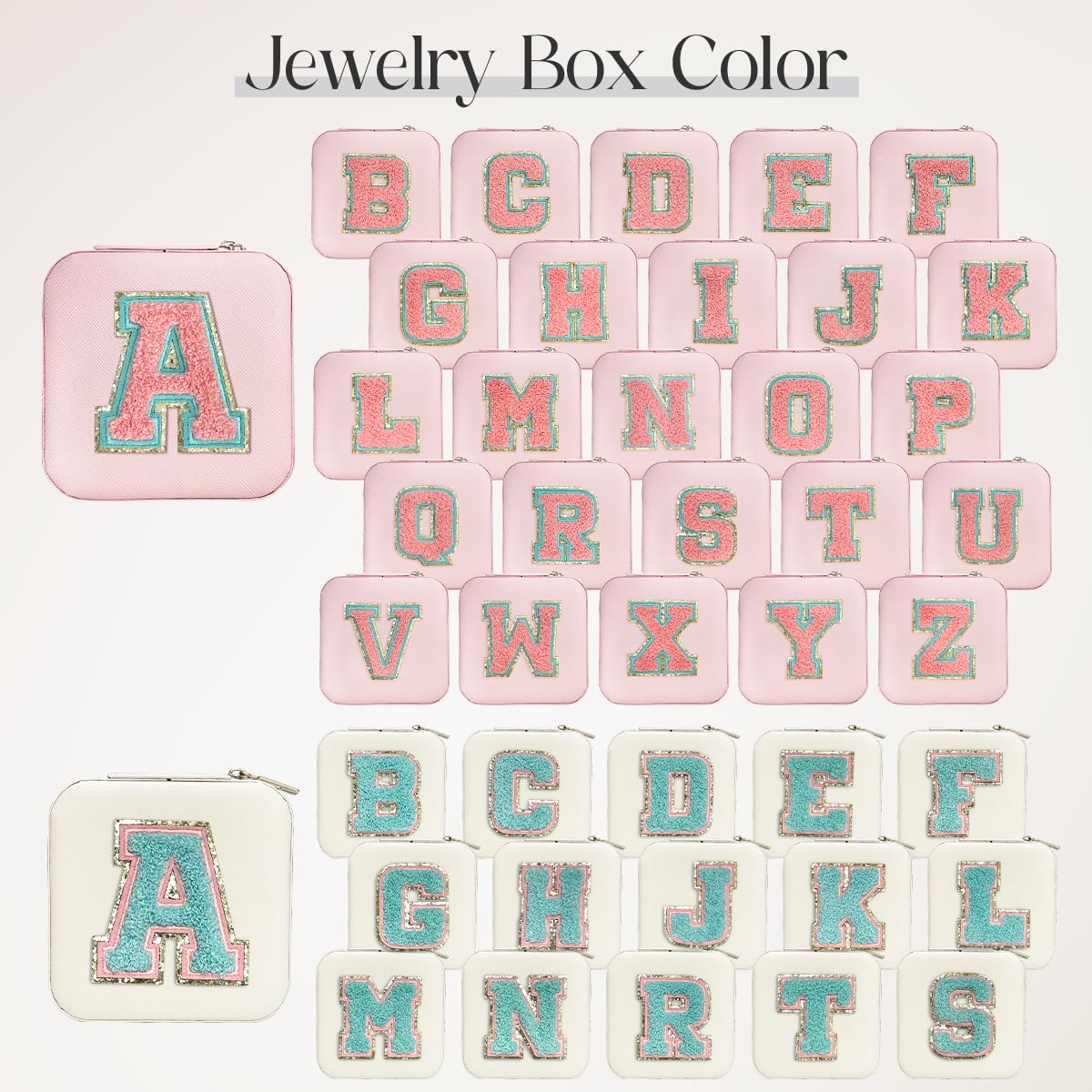 SANDJEST Personalized Jewelry Box, Pink Travel Jewelry Box with Initial A, Small Monogrammed Jewelry Case Organizer for Girls Women Teen Kids, Mini Travel Essentials Gifts for Birthday Christmas