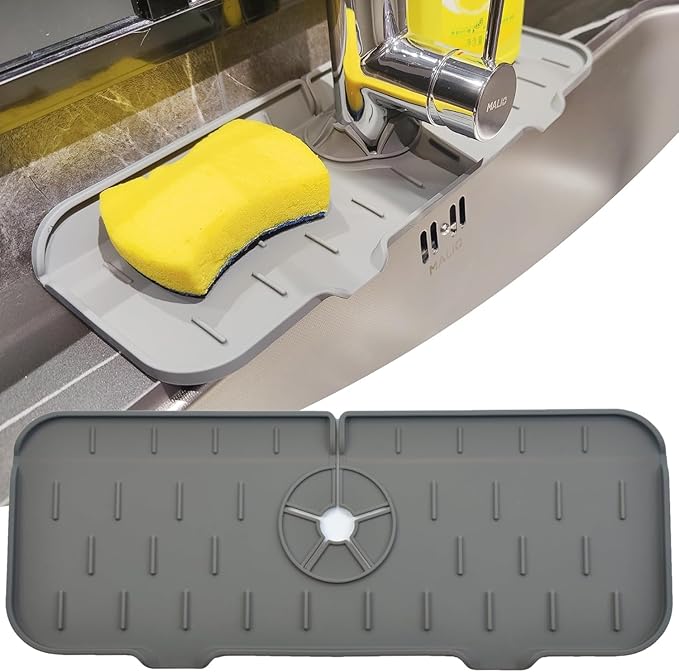 Kitchen Faucet Sink Splash Guard, Silicone Water Catcher Mat – Sink Draining
