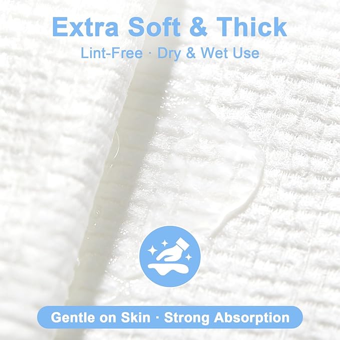 200 Count Disposable Face Towels – Value Pack Extra Thick Biodegradable Facial