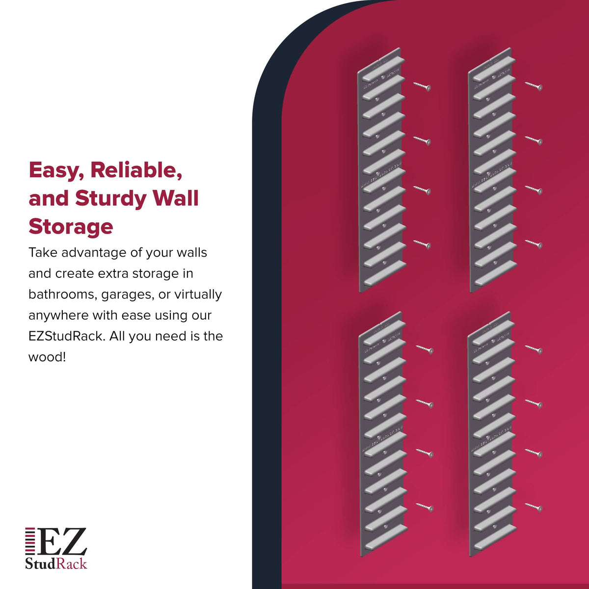 Made in USA | EZStudRack Adjustable Between Stud Shelf Bracket | Shelf Brackets for Wall Mounted Shelf | Shelving Brackets for Home | Garage Shelf Brackets- Wood Not Included- 32Pack (16 Pair) Gray