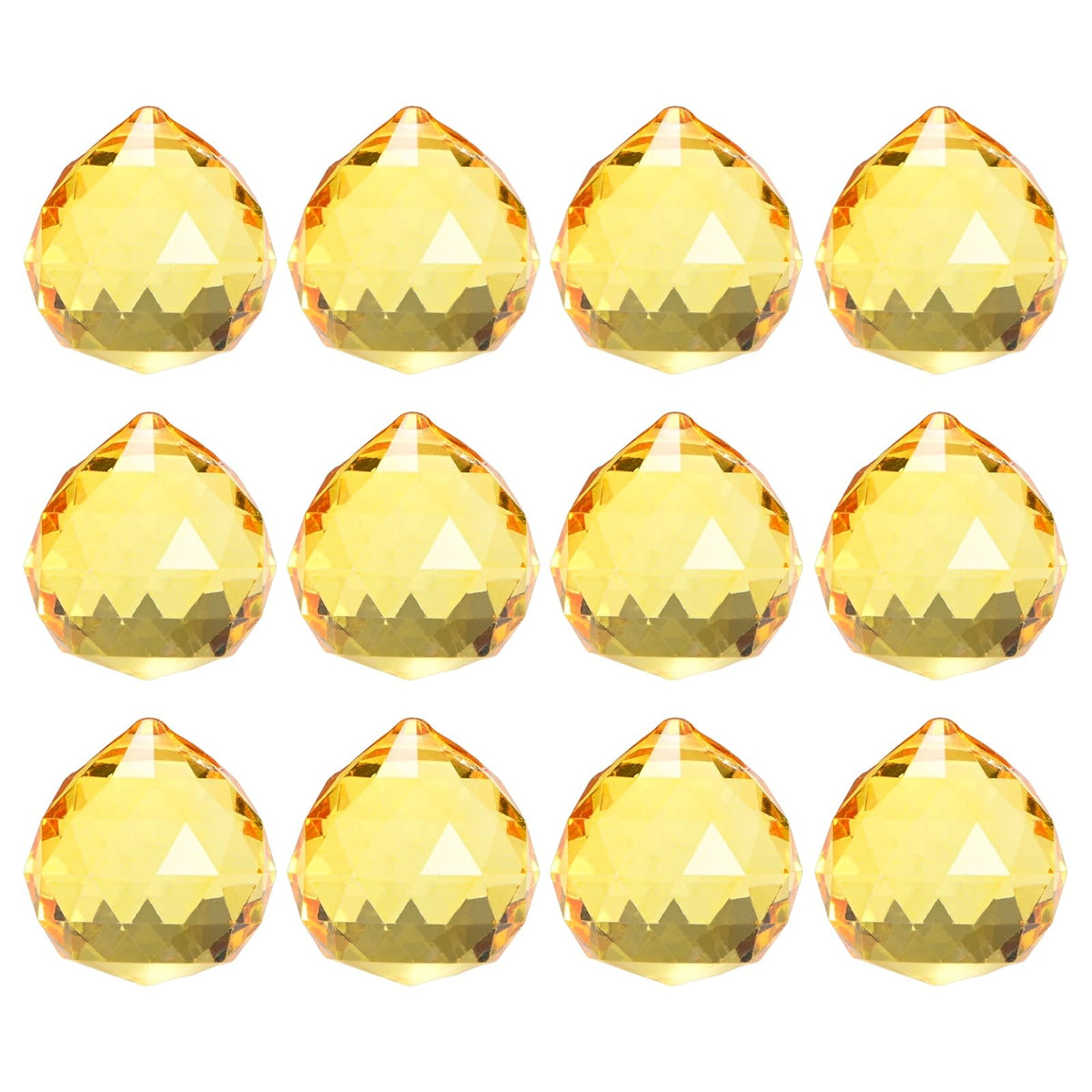M METERXITY 12-Pack Crystal Ball Prisms, 33.5mm/1.32 Inch Chandelier Pendant Maker Hanging Crystals Chandelier Prisms for Home/Windows/Garden/DIY Decoration[Golden Yellow]