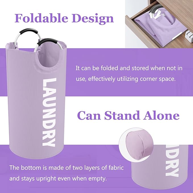 95L Folding Laundry Basket, Large Laundry Hamper