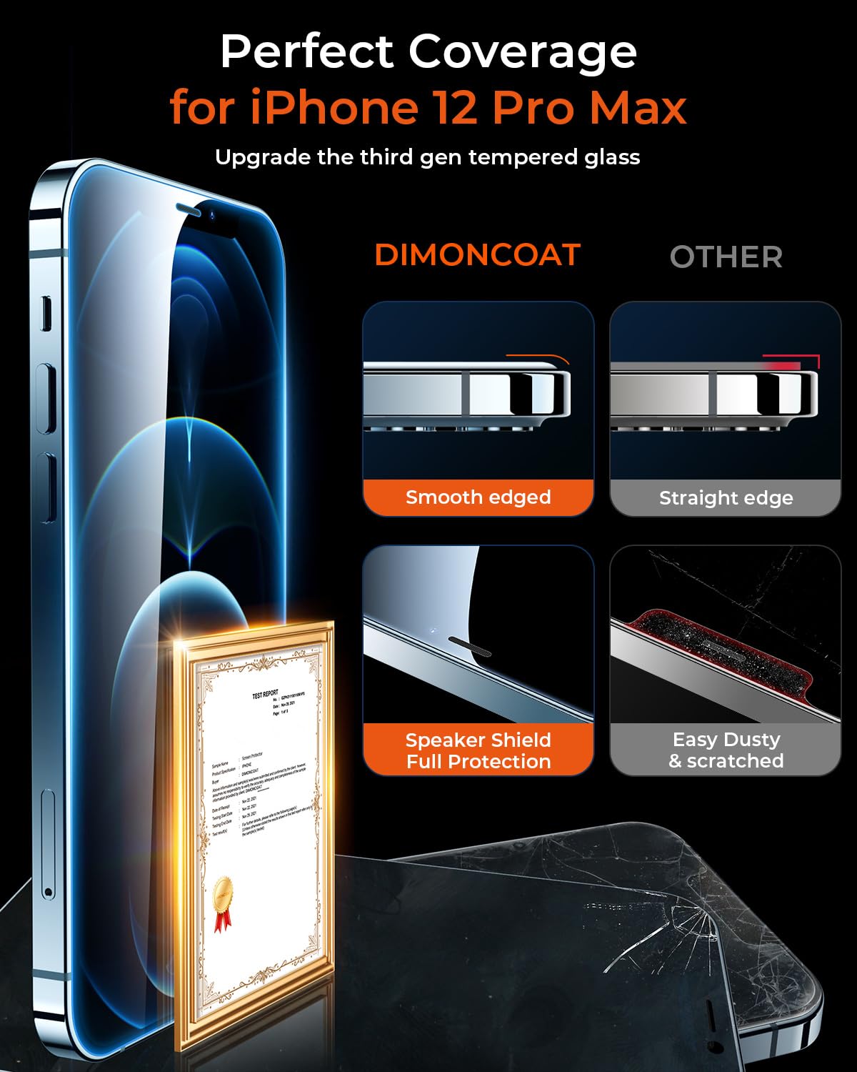DIMONCOAT 4-PACK TOP 9H+ Glass for iPhone 15 Pro Privacy Screen Protector [Auto Alignment Kit] [10X Military Protection] UNBREAK Tempered Glass Film for iPhone 15 Pro 6.1 inch [Case Friendly]