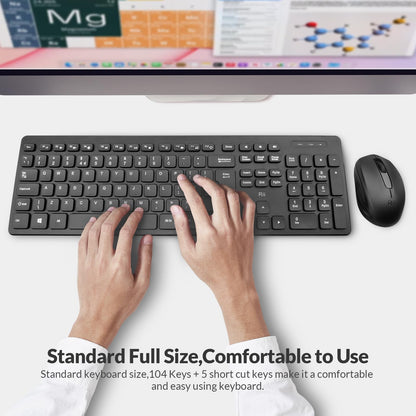 Wireless keyboard and Mouse Set,Rii RK200 Standard Full Size Wireless Keyboard and Mouse 104 Keys for Work Office Home UK Layout(AAA Batteries not Include)