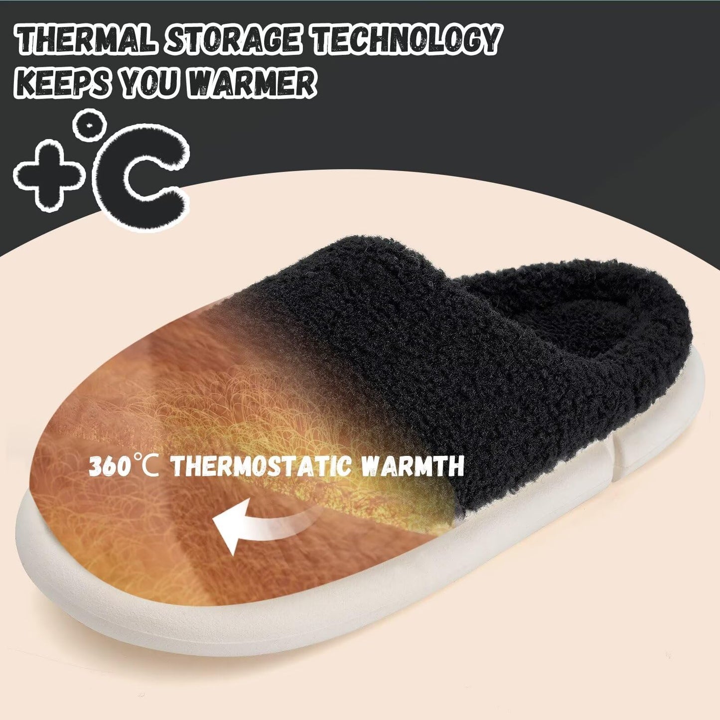 WateLves Women's Pillow Warm Memory Foam Slippers Comfortable Cute House Shoes Lightweight Fuzzy Christmas Slippers(DIY,Black-42/43)