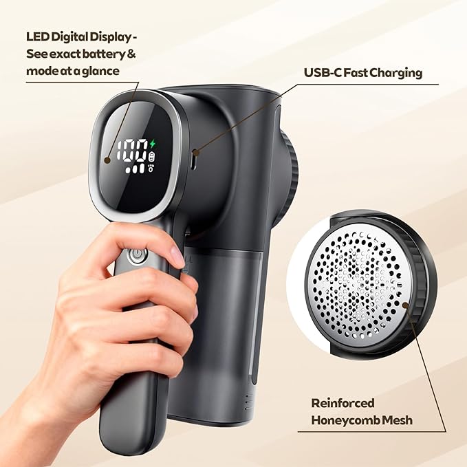Rechargeable Fabric Shaver & Lint Remover, Electric Sweater Defuzzer