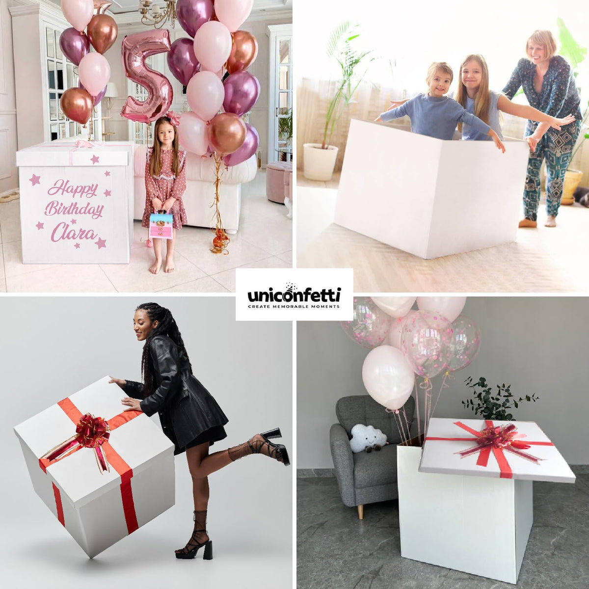 Extra Large Gift Box 28x28x28"—Giant, Jumbo, White Gift Boxes with Lid for Large Gifts, Big Presents for Birthday Surprise, Gender Reveal, Valentine's Day, Chinese New Year and Other Celebrations, Not for Heavy-Duty Storage Use