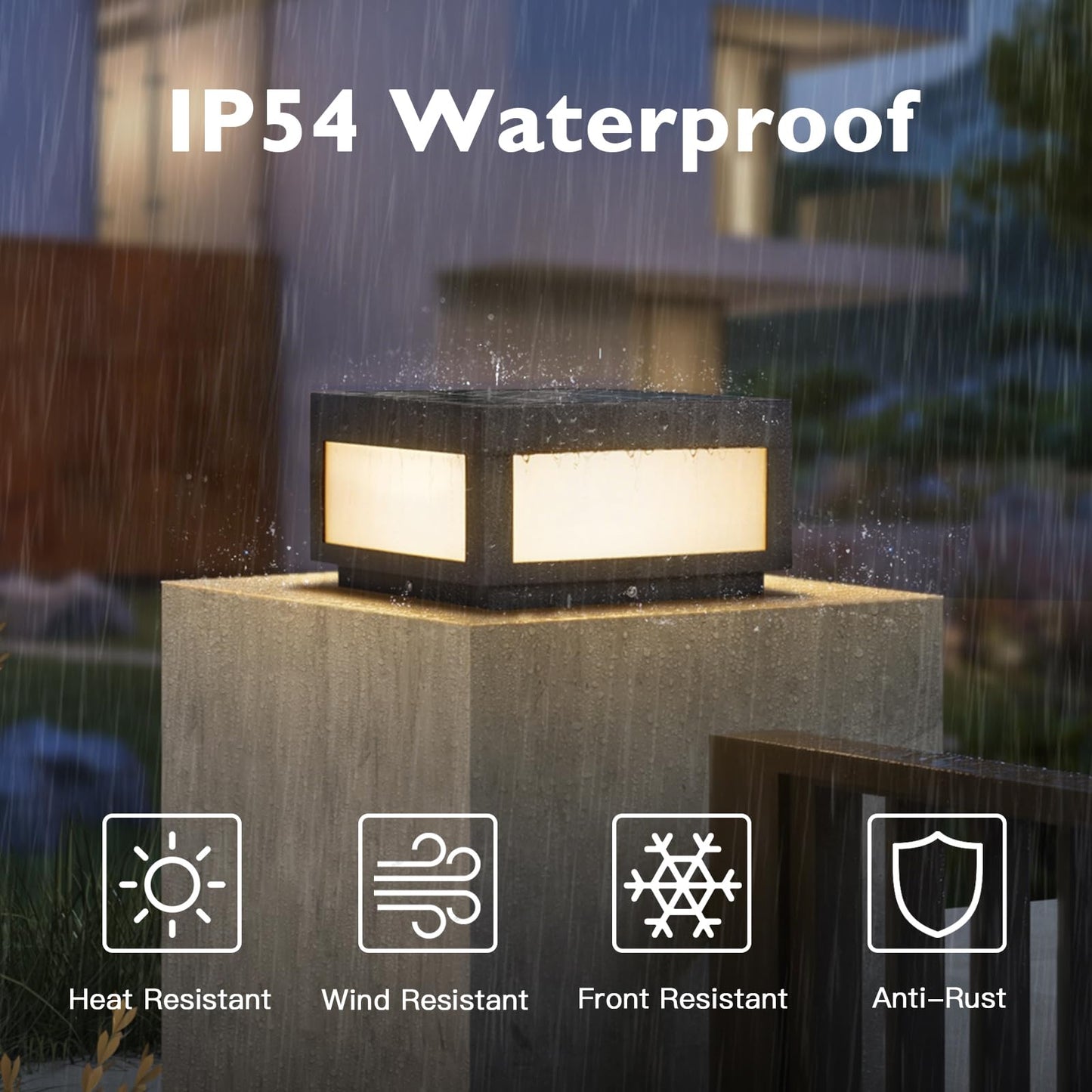 PAKEDANDUN Solar Post Lights Outdoor, 9.84" Solar Pillar Lights Outdoor, IP54 Waterproof Column Light Outside with E26 Bulb, 3000K LED Post Lamp Dusk to Dawn, Modern Pillar Light for Patio Garden