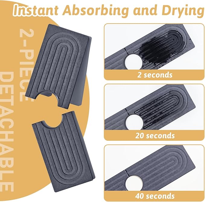 Faucet Mat for Kitchen Sink, Quick Drying Stone Sink Tray, Water Absorbent Soap