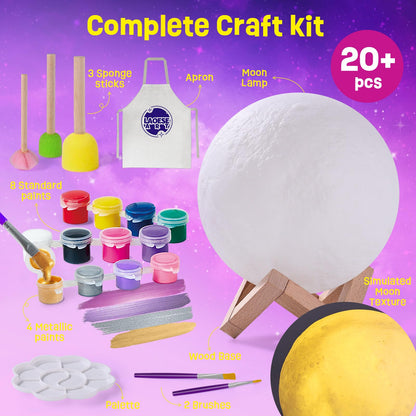 LAOESE Paint Your Own Moon Lamp Kit, Cool Gifts DIY 3D Moon Night Light, Arts and Crafts for Kids Ages 8-12, Space Art Supplies Craft Kits, Girls Boys Birthday Gifts for Kids Ages 3 4 5 6 7 8-12+