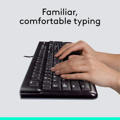 Logitech MK120 Wired Keyboard and Mouse Combo for Windows, Optical Wired Mouse, Full-Size Keyboard, USB Plug-and-Play, Compatible with PC, Laptop, QWERTY UK English Layout - Black