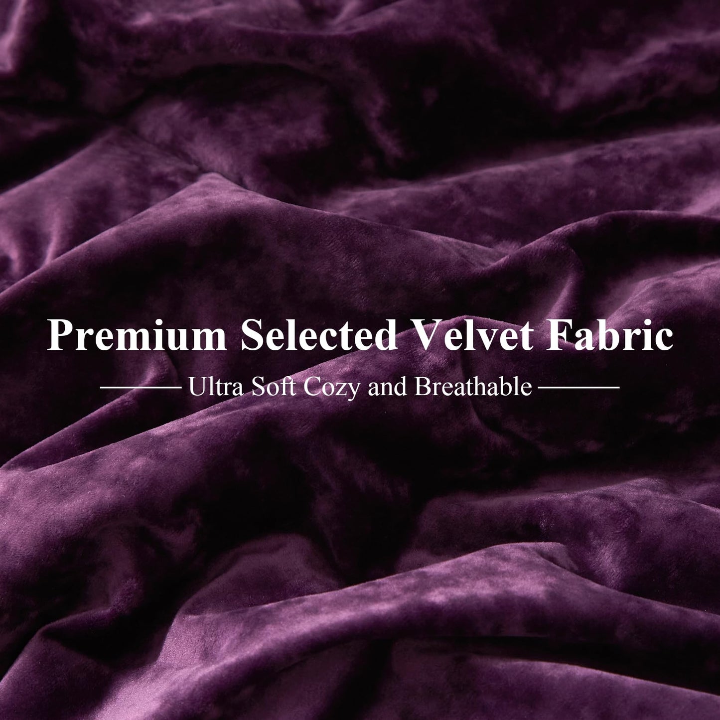 Ivellow Crushed Velvet Comforter Set Queen Purple Comforter Set 5pcs Ultra Soft Lightweight Breathable Bedding Set Luxury Cozy Flannel Comforter Queen Size (1 Comforter,2 Pillow Shams, 2 Euro Shams