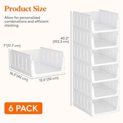 Lifewit 6 Pack Stackable Closet Organizers and Storage Basket for Clothes, Plastic Sweater Storage Bins for Wardrobe, Multifunctional Mounted Closet Systems for RV, Bathroom, Dorm, 32 cm/12.6 inch(L)