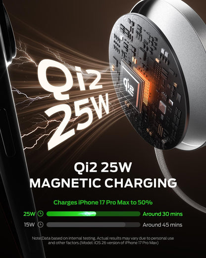 MOVESPEED Qi2.2 25W Magnetic Wireless Charger 2 Pack, MagSafe Fast Charging Pad, Compatible with iPhone 17/16/15/14/13/12 Series, AirPods Pro/4/3/2,Samsung Galaxy and More(White)