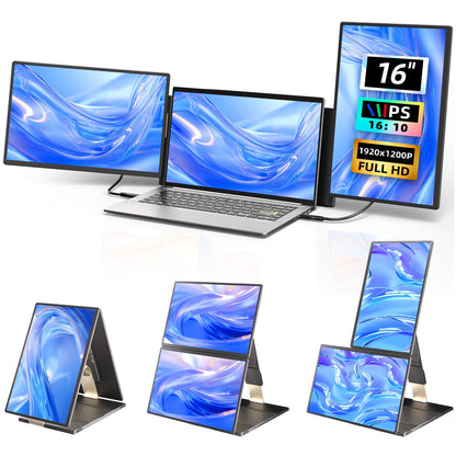 Laptop Screen Extender - Ultra-Thin 1.3lbs 14" FHD IPS Dual Portable Monitor Extension for Laptop, Attachment Plug & Play for 13-17" Laptops, Second Extra Travel Display for Windows/Mac/Android