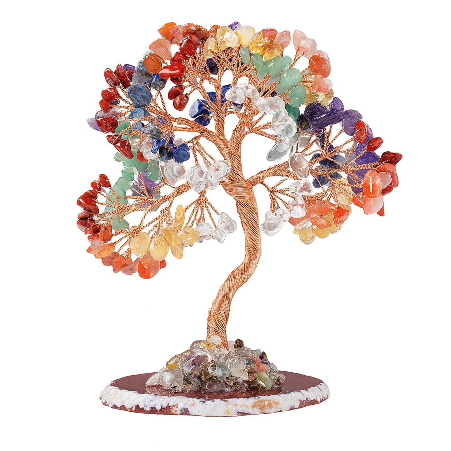 Crystal Tree of Life Decor, 7 Chakra Stones Gemstone Money Tree, 6.3 Inch Mini Bonsai for Desk, Feng Shui Decor, Gifts for Women