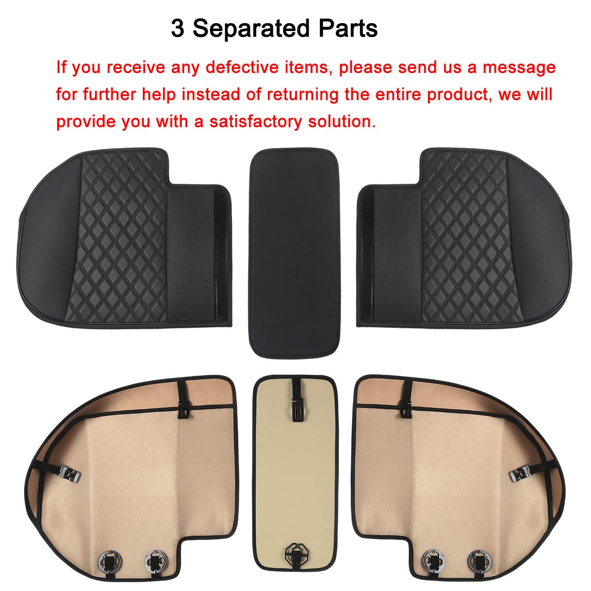Black Panther PU Leather Rear Bench Car Seat Cover Protector Fits 90% of 4-dr Vehicles for Seat Bottom Only (Not for Pickup Truck and Large SUV), Diamond-Quilted - Black