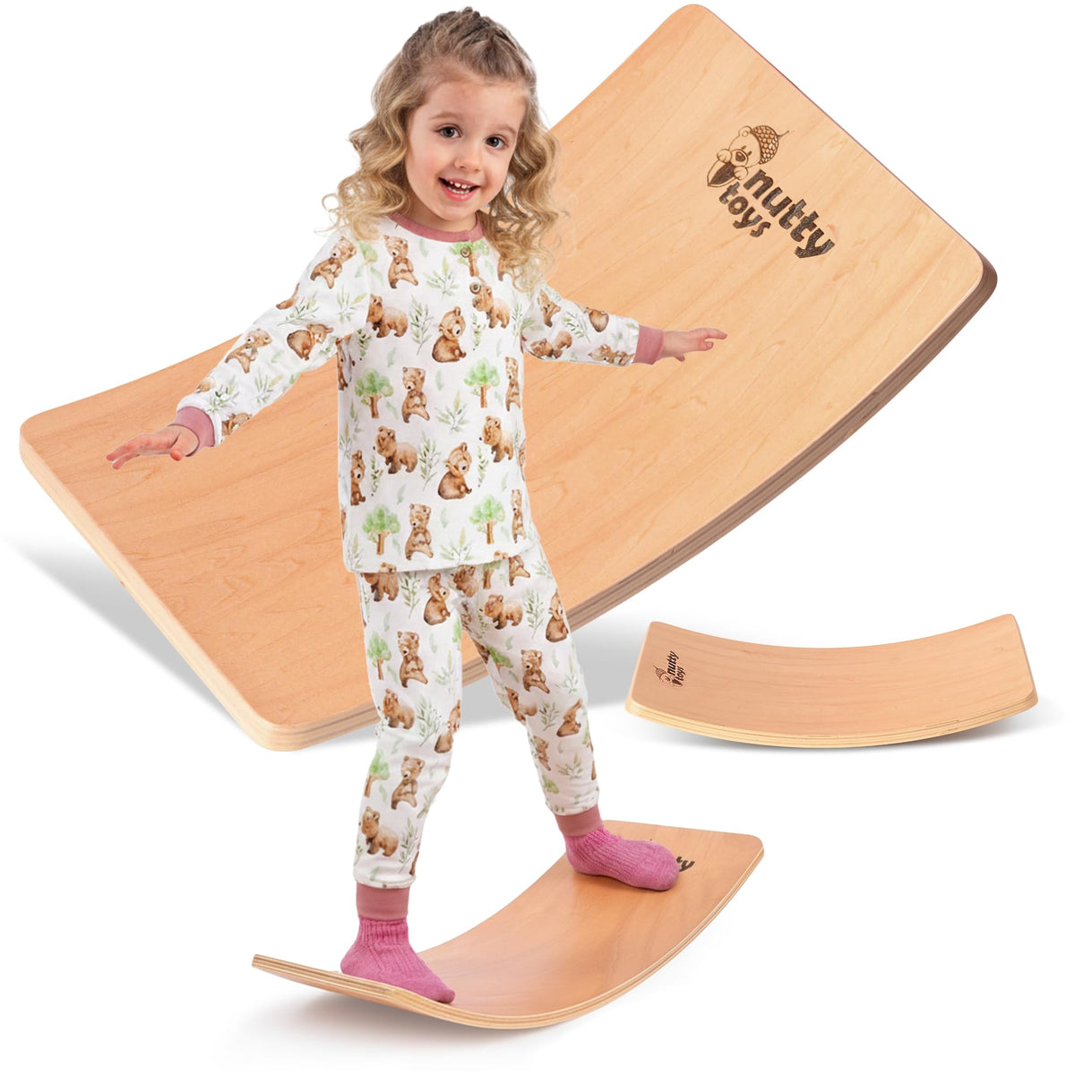 NUTTY TOYS Montessori Wooden Wobble Board for Kids & Adults - 100% Natural Wood Balance Board, Toddler Balancing Toy, Unique Boy & Girl Open Ended Toy, Best Christmas Stocking Stuffer Gifts Idea 2026
