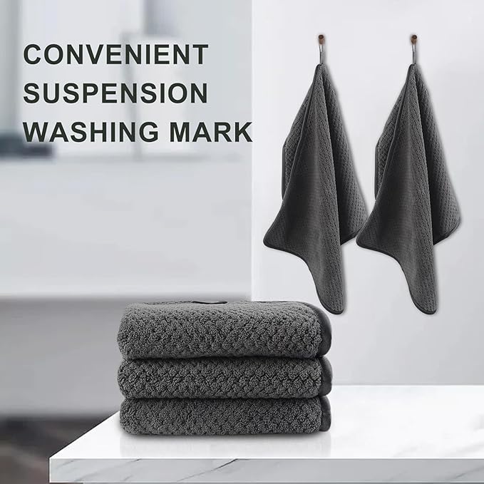 KinHwa Microfiber Hand Towels for Bathroom Soft and Absorbent Face Towels Grey