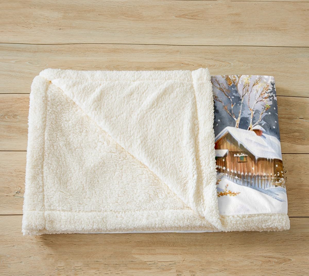 Feelyou Elk Printed Sherpa Blanket Wild Animal Pattern Fleece Throw Blanket for Sofa Couch Christmas Theme Plush Blanket Winter Nature Tree Deer Room Decor Throw 50"x60"