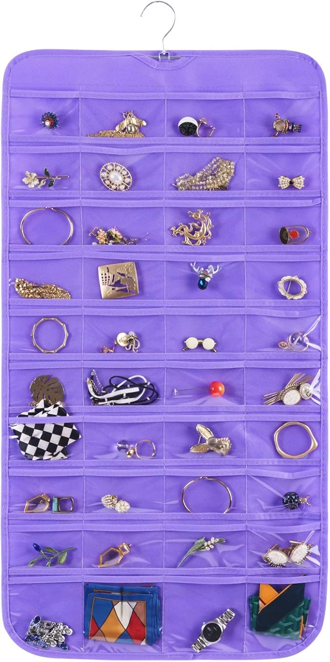 Bloss Hanging Jewelry Organizer, 80 Pockets Dual Sides Wall Jewelry Organizer