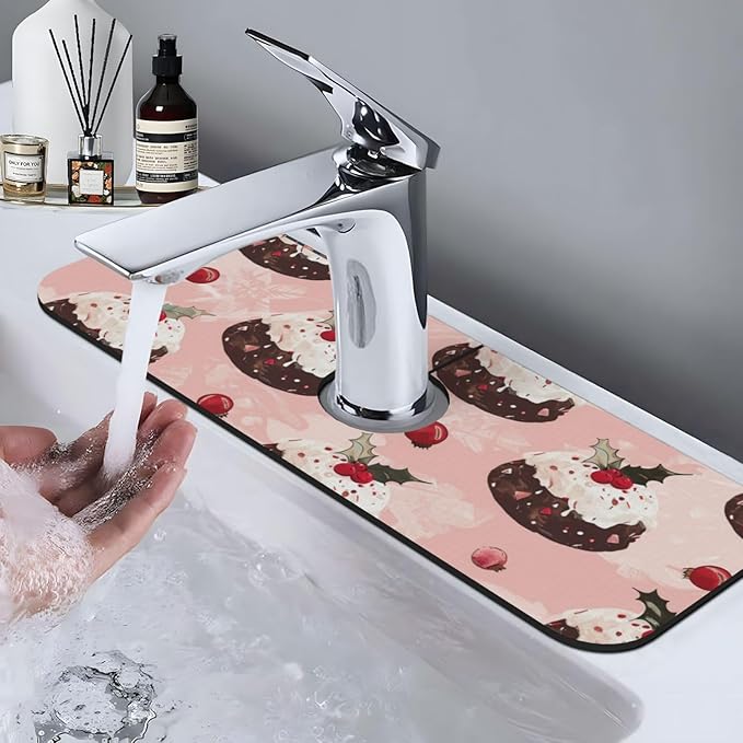 Faucet Draining Mat For Kitchen Sink, Cream Puddings Diatom Mud Absorbent Drain