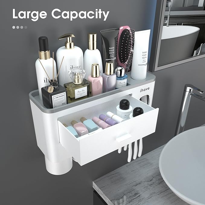 iHave Toothbrush Holders for Bathrooms, 3 Cups Toothbrush Holder Wall Mounted