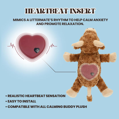 calming buddy - Cow Kit – Puppy Heartbeat Toy Sleep Aid for Dogs, Anxiety Relief Plush Toy with Heat Pack & Lavender, Includes Blanket & Squeaky Toy for All Breeds