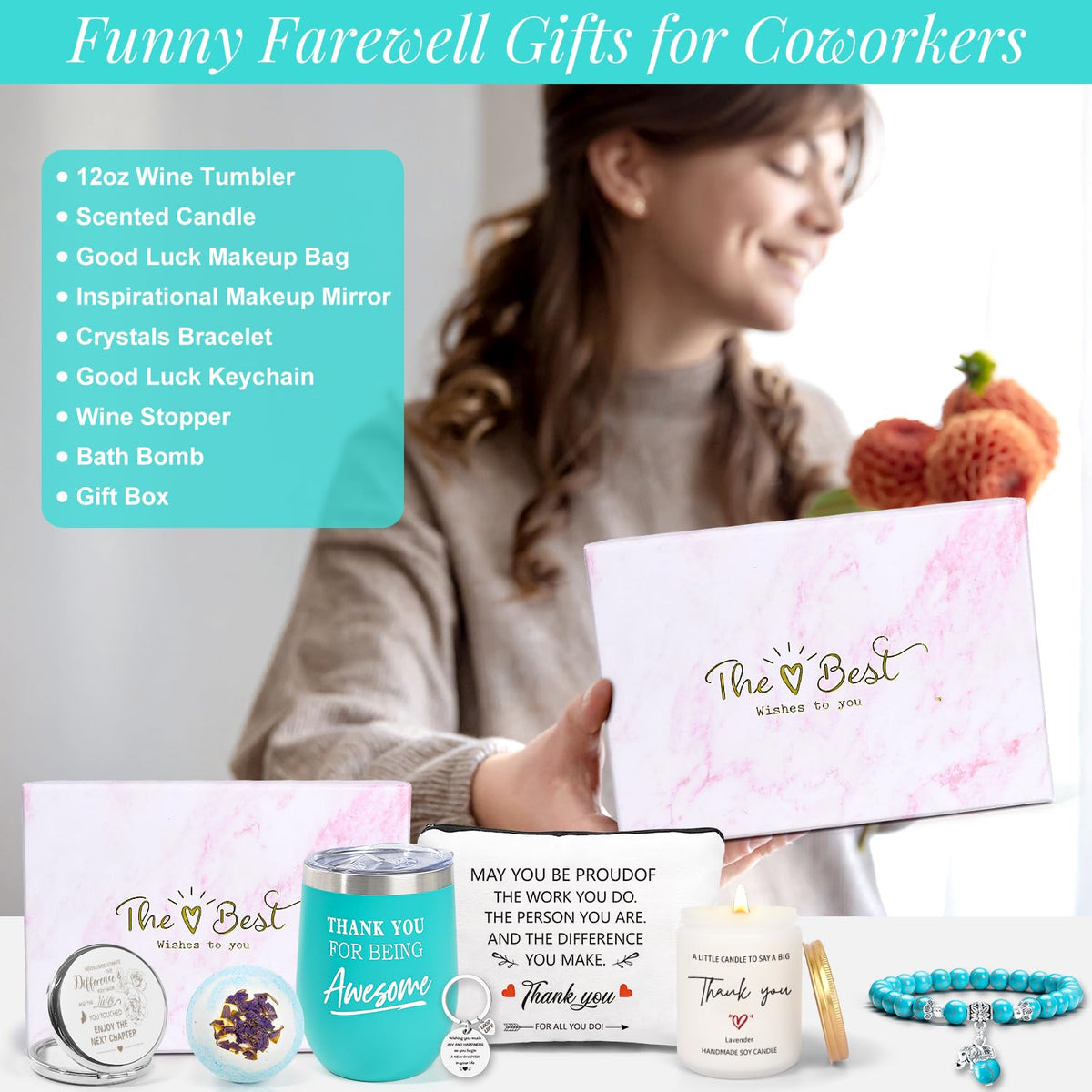 Thank You Gifts for Women, Farewell Gifts for Coworkers, Going Away Gift for Women Employee Appreciation Basket, Coworker Leaving for New Job, Christmas Gift Box for Her Lady Manager