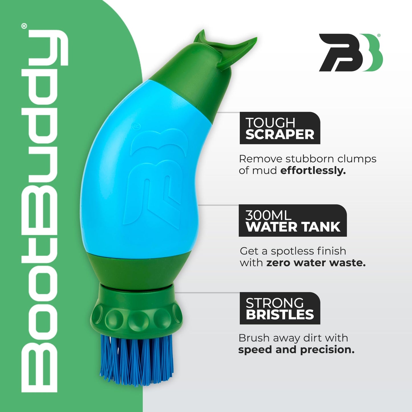 BootBuddy Shoe & Boot Cleaner Brush – Footwear Cleaning Kit for Hiking Boots, Golf Shoes, Football Boots, Running Shoes & Wellies – Cleans Mud, Dirt & Stains in Minutes – As Seen on Dragons’ Den