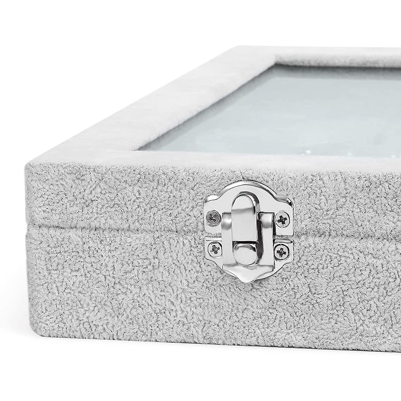 BIENSER Earrings Organiser, Velvet Clear Lid Earring Holder & 40 Pairs Earrings Storage Box, Jewellery Boxes Display Showcase Case Lockable, Dustproof, 13.14"(L) X 9.18"(W)