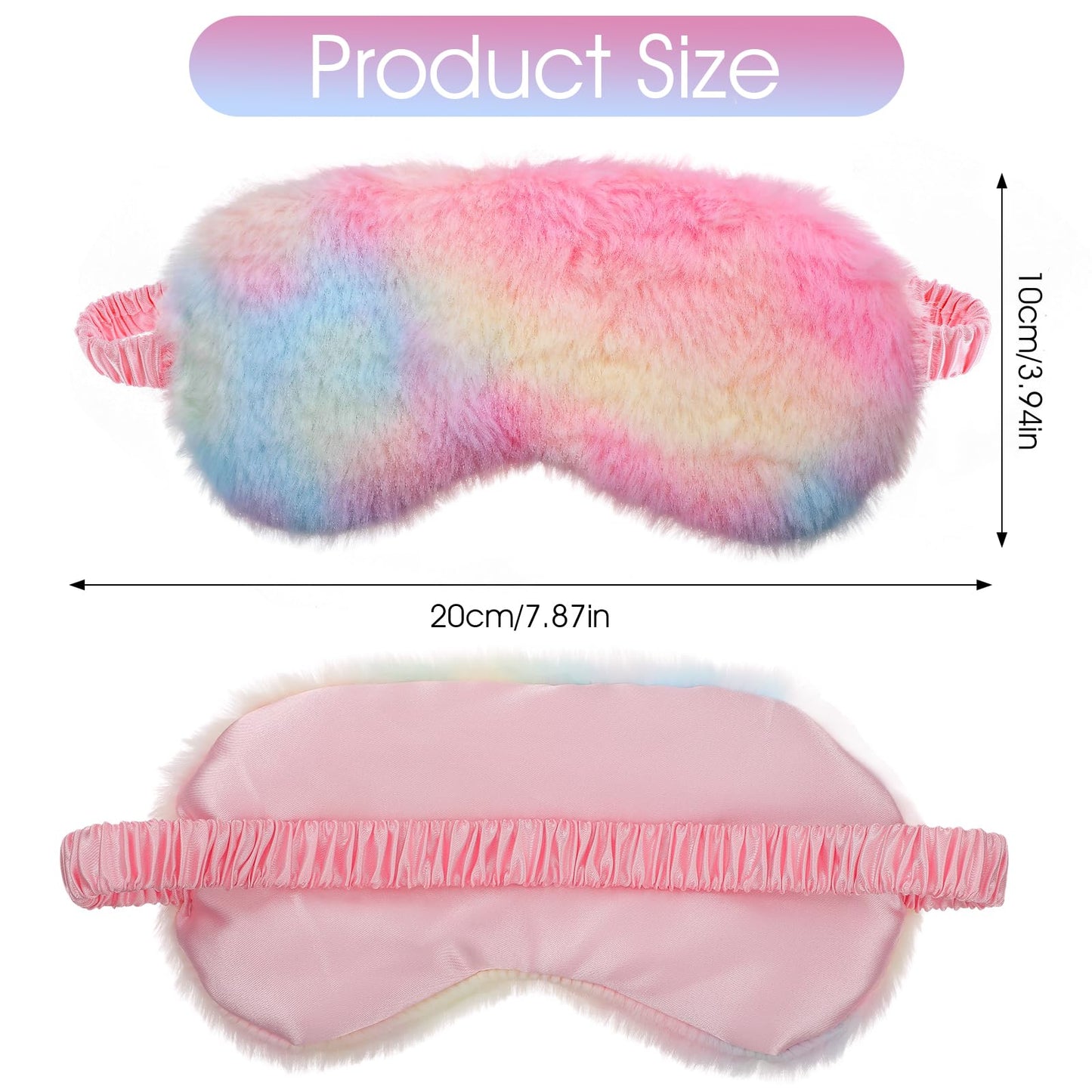 2 Pack Plush Sleeping Eye Mask Soft Plush Eye Mask Fuffy Eye Cover Comfortable Sleep Mask Blindfold Rainbow Faux Fur Eye Shade for Women, Men and Kids Travel Nap Sleeping 565488_2_3pL1H9vJ3