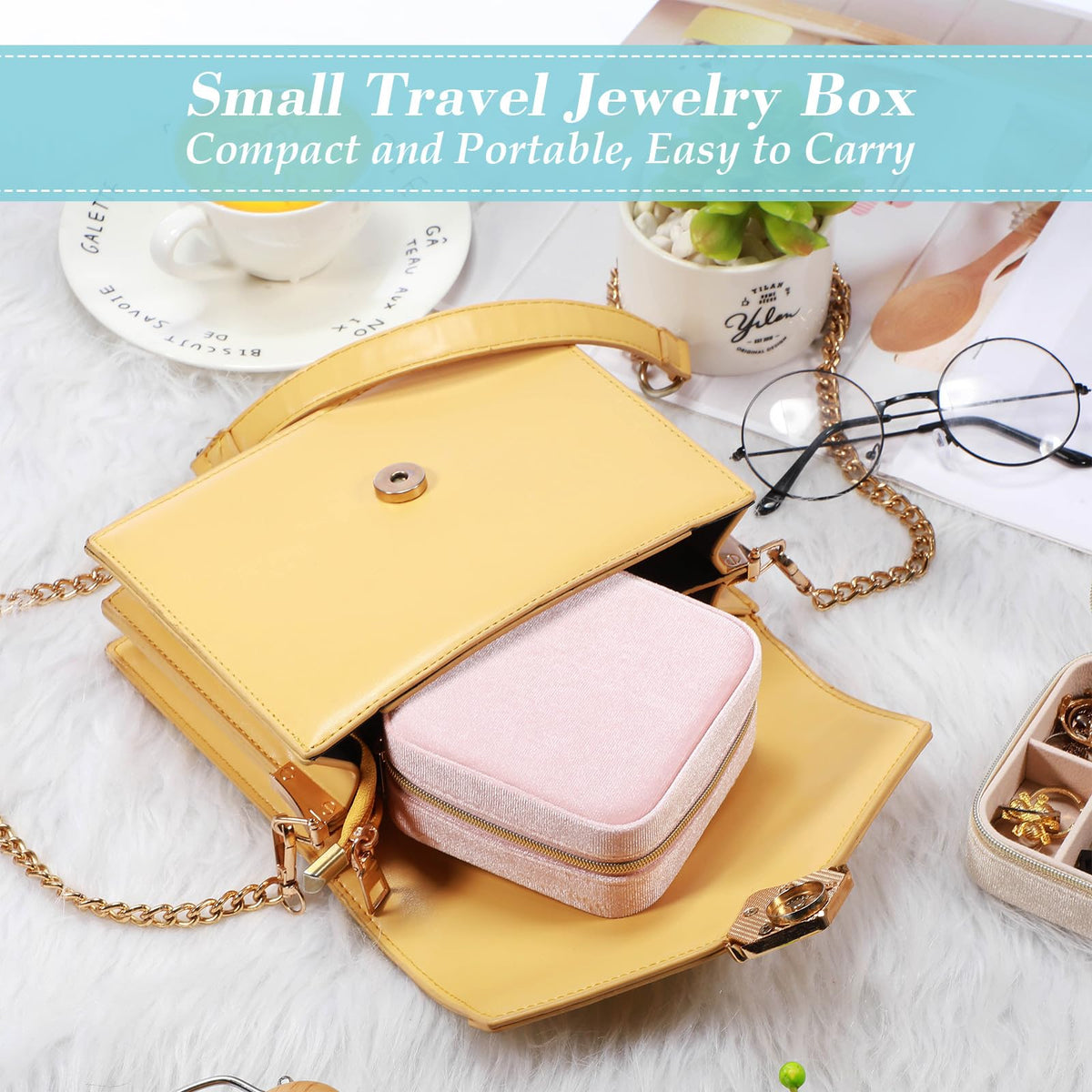 Kenning 12 Pcs Small Velvet Travel Jewelry Box Mini Jewelry Case Portable Organizer Pouch Bridesmaid Proposal Gift for Women(Square)