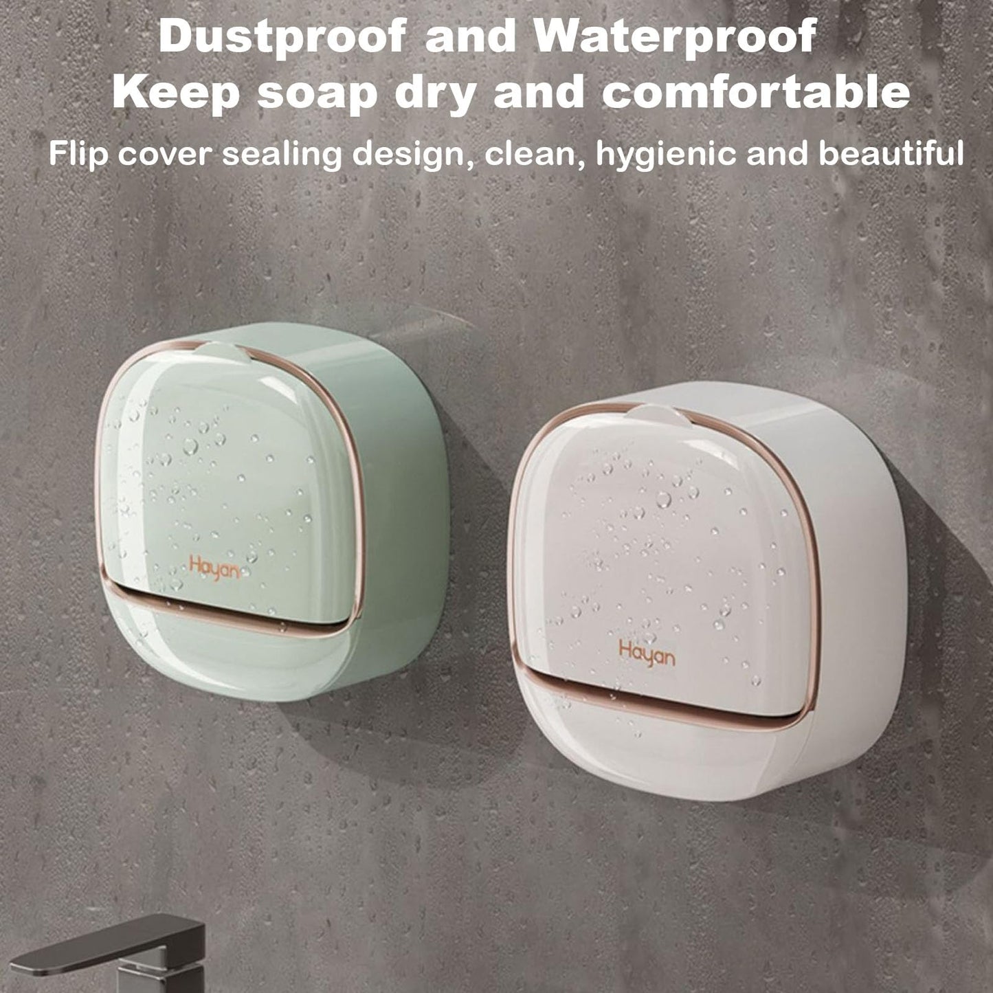 Soap Holder Dish Shower, Bar Soap Holder with Drainage, Self Draining Soap Holder, Wall Mounted Soap Box Tray Container for Bathroom, Bathtub Kitchen Sink (1PC White)