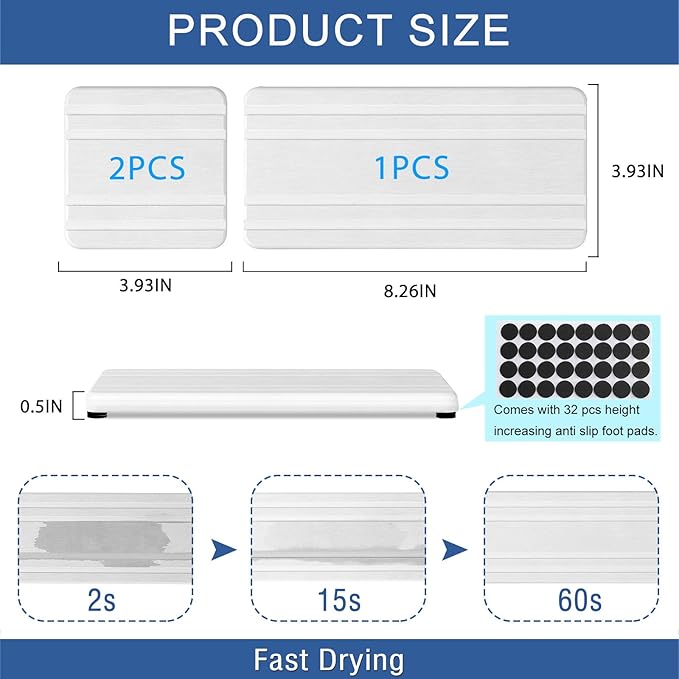 3PCS Water Absorbing Stone Tray, DryingNeat Diatomite Stone Sink Tray, Instant