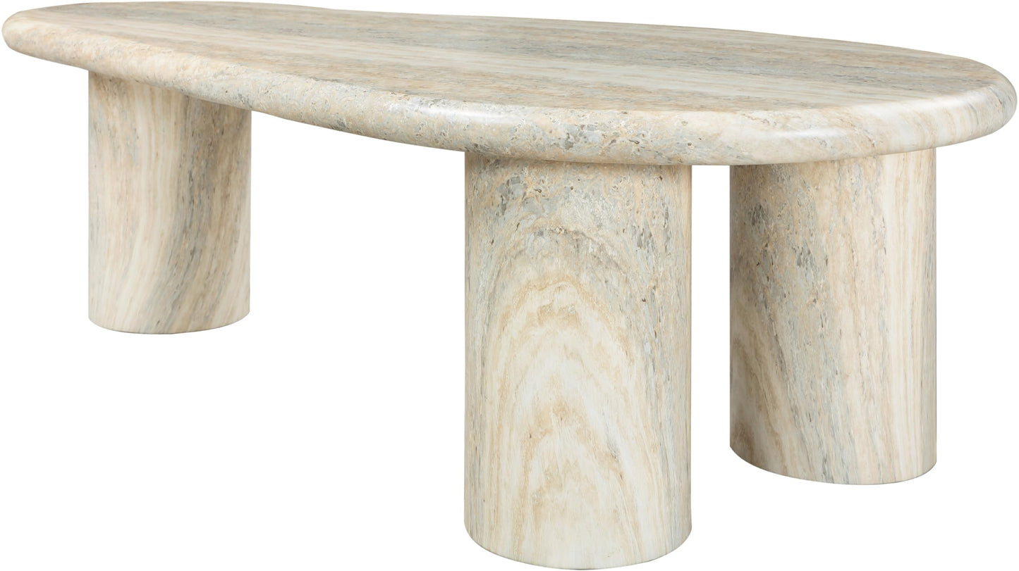 Meridian Furniture 99095Travertine-Ct Sassari Collection Art Deco Indoor/Outdoor Concrete Coffee Table in Travertine Finish, 47.5" W X 24" D X 16" H, Travertine