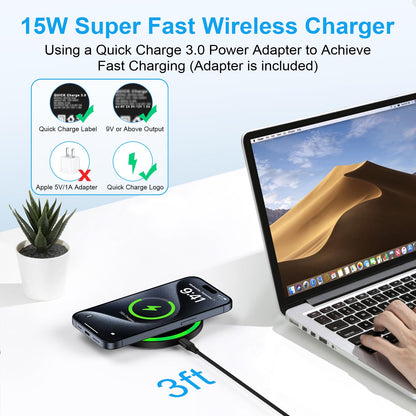 for Samsung Wireless Charger Fast Charging Pad for Samsung Galaxy S26 Ultra S25 FE S25 S24 Plus S23 Z Flip7,Android Phone Wireless Charging Station Cargador Inalámbrico Para for iPhone 17 with Adapter
