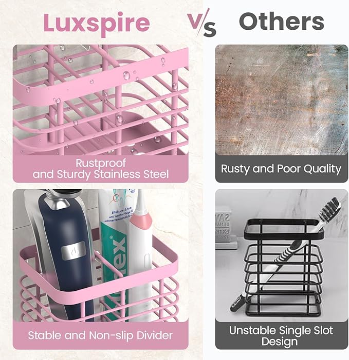 Luxspire Toothbrush Holders for Bathroom, Stainless Steel Electric Toothbrush