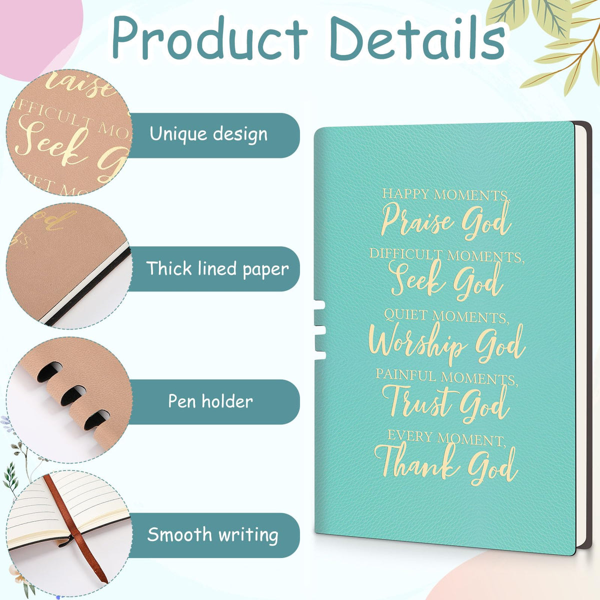Shinylin Light Blue 7 Pcs Christian Gift for Women Faith, Inspirational Religious Bible Verse Gifts, Catholic Tote Bag Makeup Bag Pens
