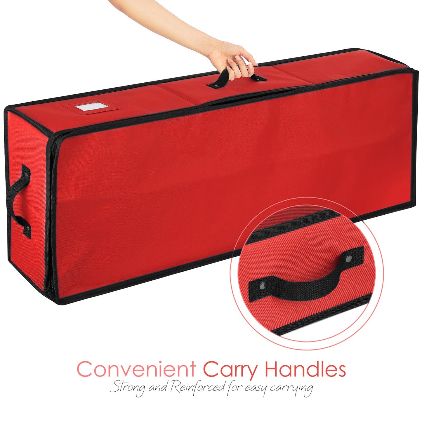 Hearth & Harbor Wrapping Paper Storage Container - Christmas Storage Bag with Interior Pockets - Gift Wrap Organizer Fits Up to 22 Rolls of 40" - Tear Proof, Red