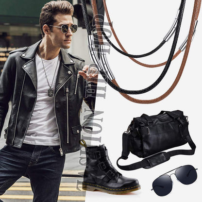 Richsteel Leather Necklace Cord With Clasps Rope Chain Boys Chains Brown Waxed Bracelet Girl Necklaces