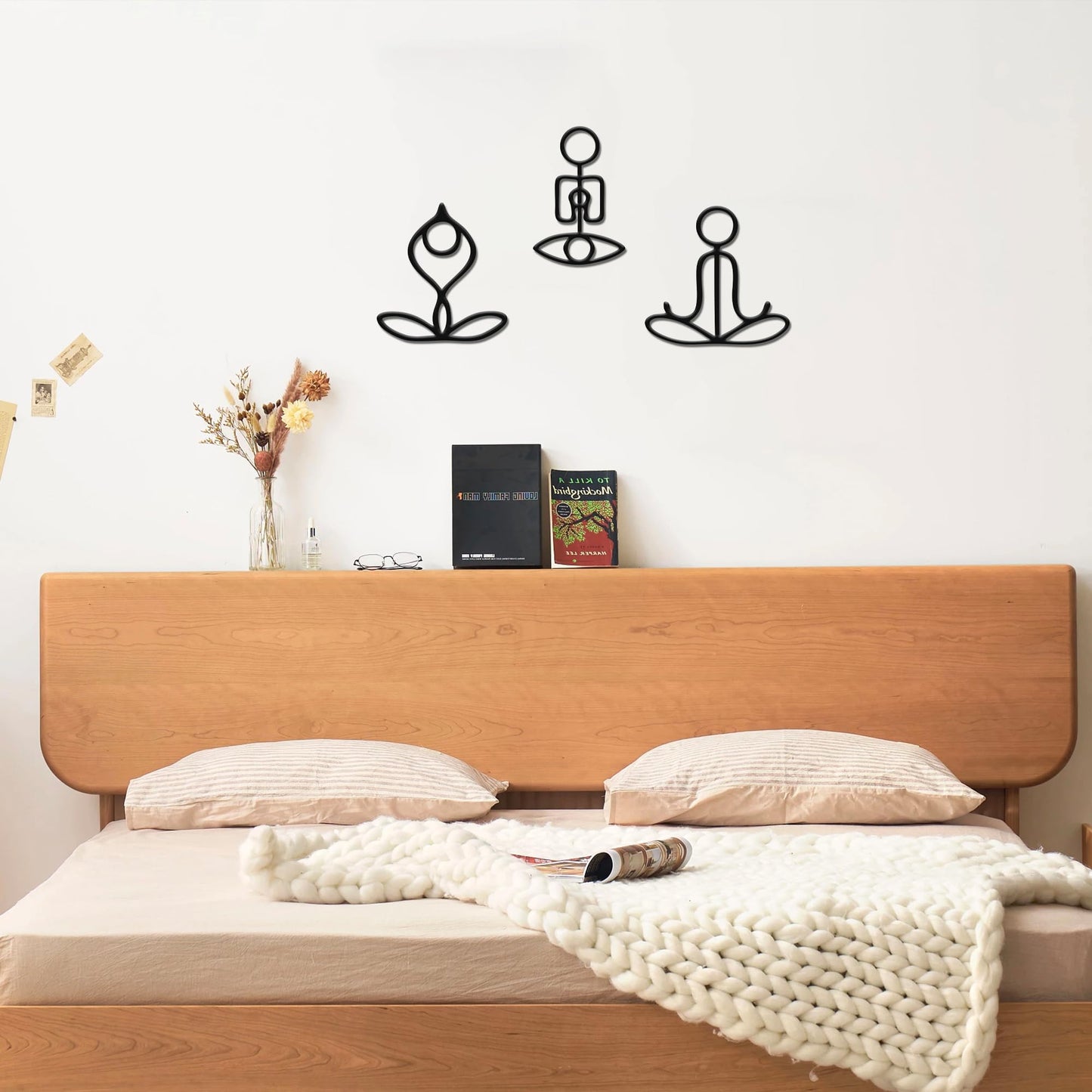 Slickss Zen Wall Art 3-Piece Set - Yoga Pose Metal Sculptures for Meditation Room & Spa Decor, Namaste Calming Wall Art for Yoga Gifts Women, Chakra & Buddha Decor