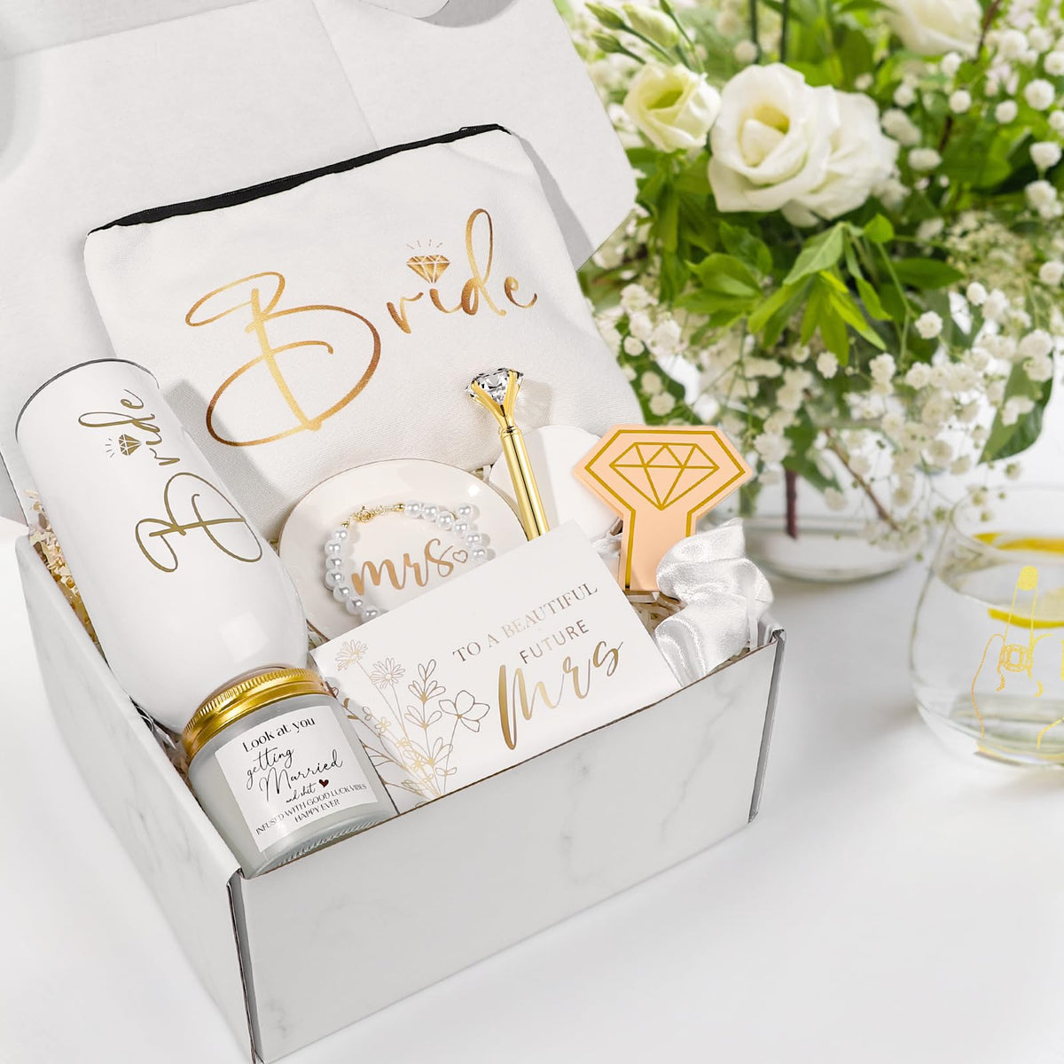 Bride To Be Gifts Box, Bridal Shower Gifts, Bachelorette Engagement Wedding Gift Basket for Bride, Unique Bachelor Party Fiancee Gift for Women, Future Mrs Newly Engaged Bachelorette Party Favors