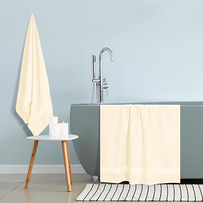GLAMBURG Premium Cotton Oversized 2 Pack Bath Sheet 35x70-100% Pure Cotton