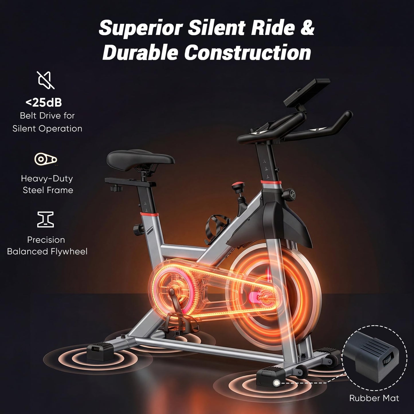 OLIXIS Exercise Bike with APP Control, Brake Pad Stationary Bikes with Quiet Magnetic Resistance, Indoor Cycling Spin Workout Bike with 300.0 lbs Weight Capacity, Classic Orange