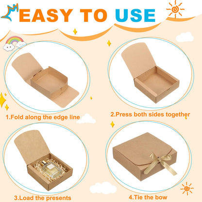 PATIKIL Gift Boxes with Lids, (10.6 x 7.8 x 3.1 Inch, Pink) (10 Pcs), Kraft Paper Bridesmaid Proposal Box with Gold Wrap Ribbons for Christmas Birthday Wedding Graduation Party