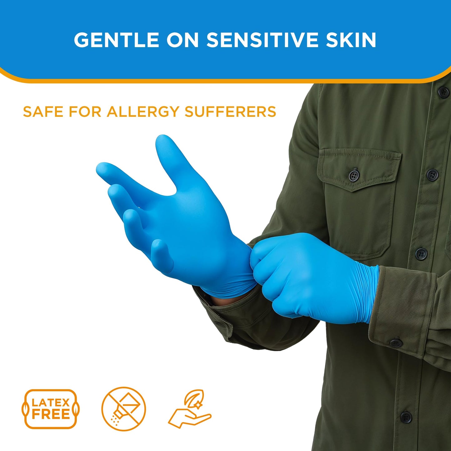 ISC Hygiene & Safety Nitrile Gloves 8 M Medium blue box of 100 powder free latex free eudermic disposable examination gloves nonsterile ambidextrous commercial use