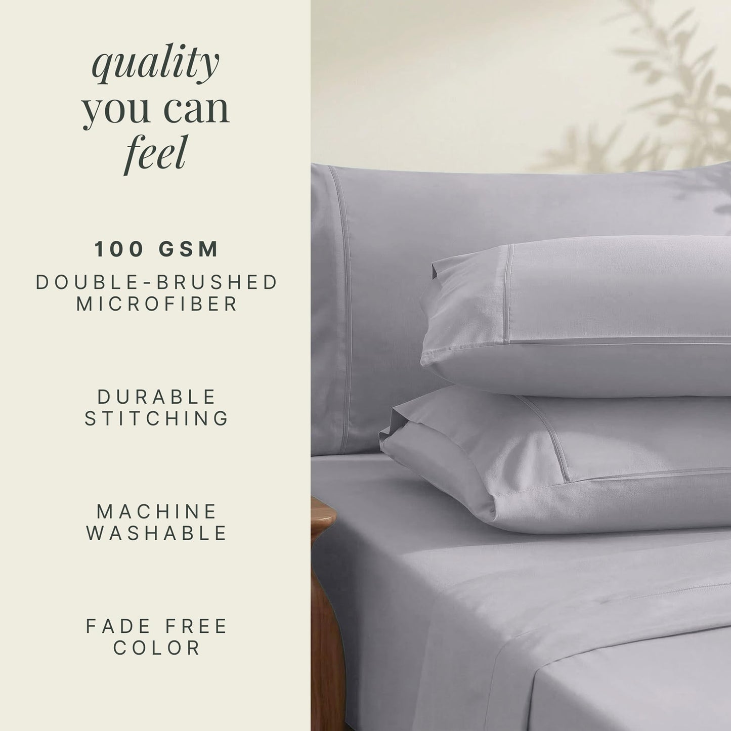 Hearth & Harbor Extra Deep Pocket Queen Sheets Sets - Fits Mattress 18-24 Inches Deep - Extra Deep Pocket Sheets - 6 Piece Queen Size - Light Lavender